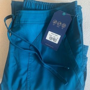 Cherokee Revolution Women Scrubs Pant Flare Drawstring / Caribbean Blue / NWT